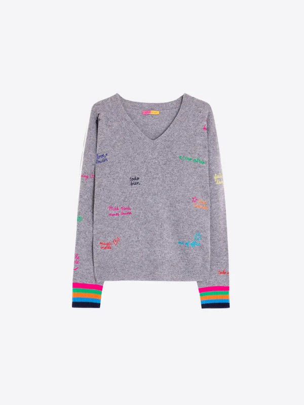 34125 Gray Words Sweater