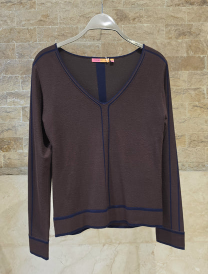 34147 Brown Jersey with Blue Trim