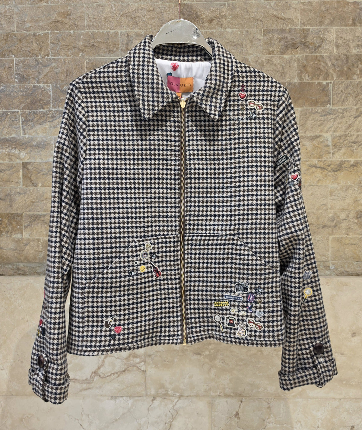 34153 Sherlock Embroidered Houndstooth Jacket