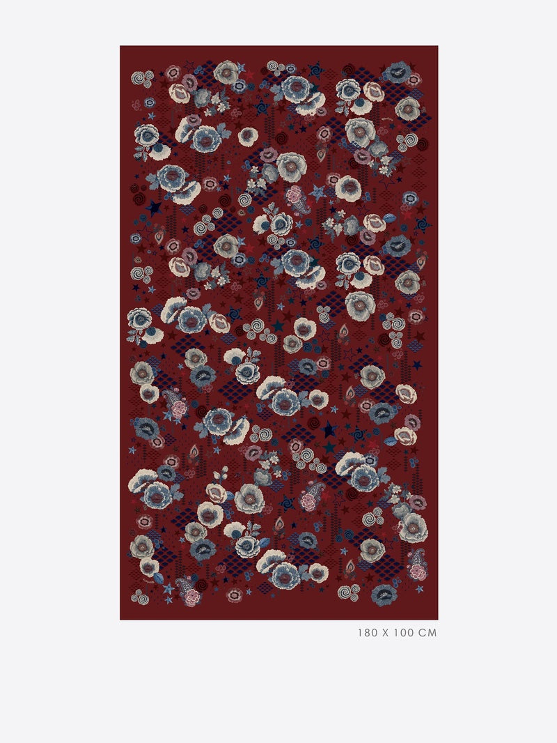Burgundy Flowery Scarf 34211