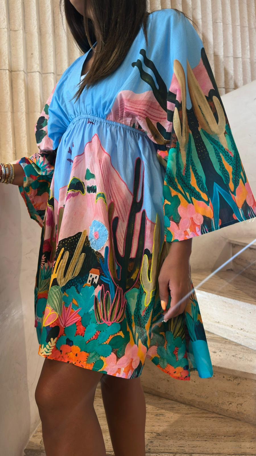 Pize Landscape Printed Mini Dress