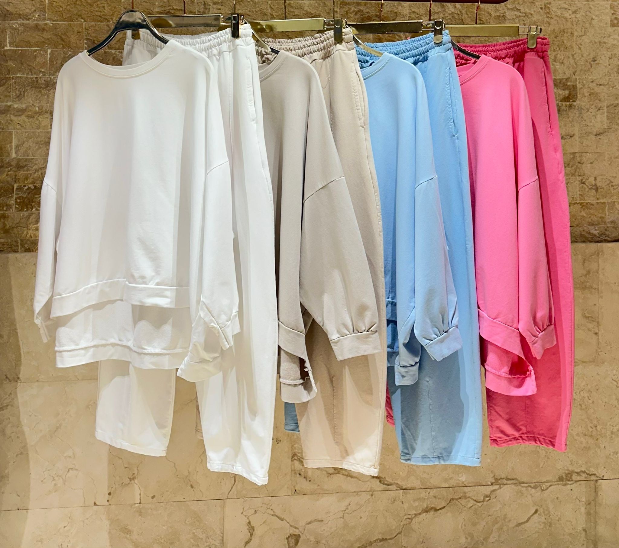 371720/6372 Oversized Sweatshirt and Pants سويت شيرت وبنطال واسعان - Brown Loft