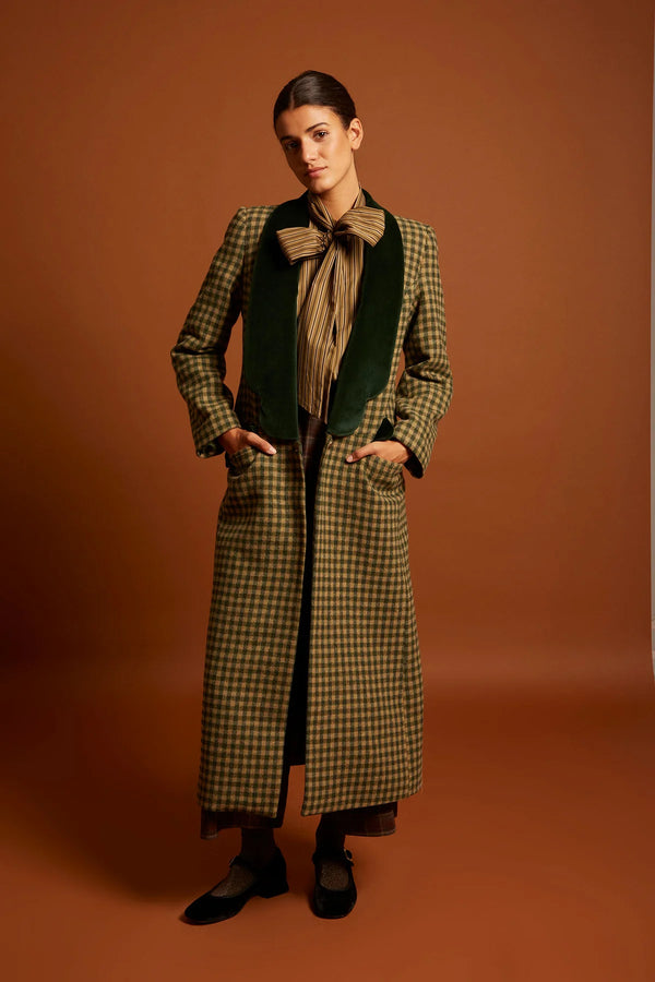 Gaspari معطف منقوش من المخمل بياقة مربعة