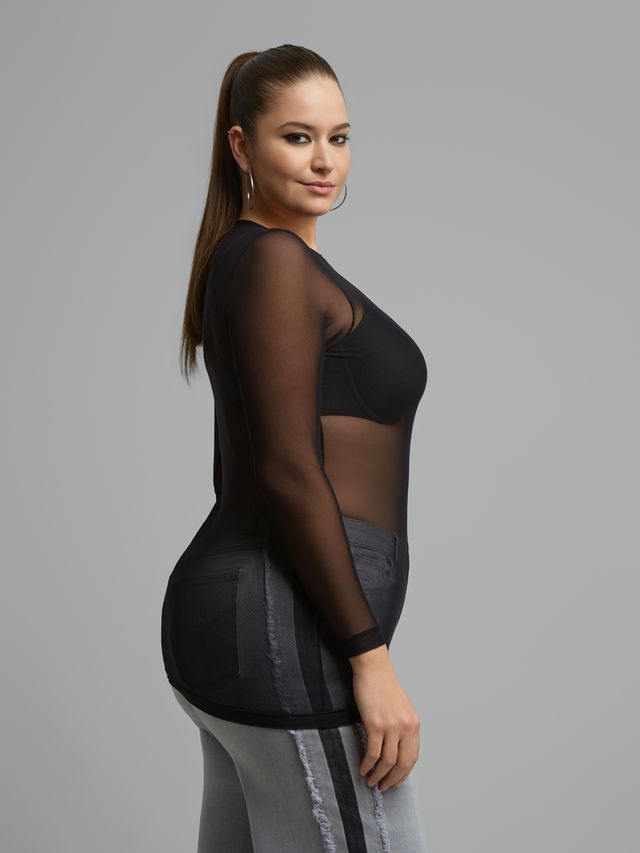 Sheer Mesh Long Sleeve Top 8601.1076