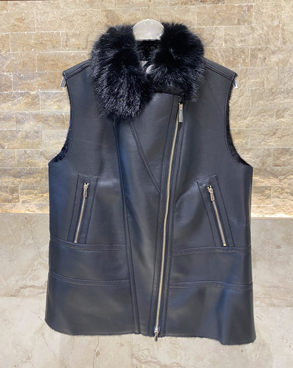 2501013 Faux Leather Double Sided Vest سترة جلدية صناعية مزدوجة الجوانب