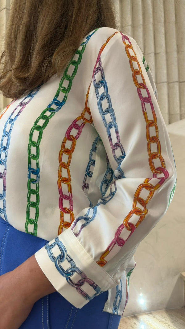 33392 Multicolor Chain Print Shirt