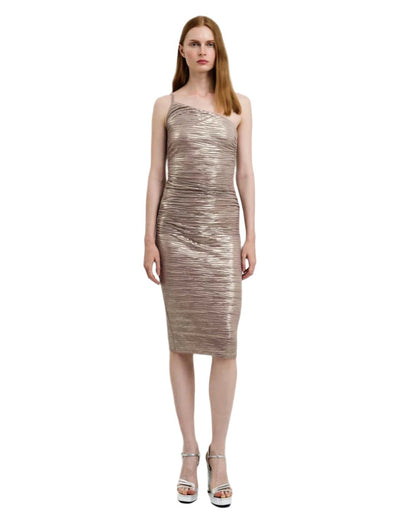 One Shoulder Metallic Dress