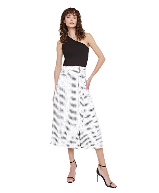 43-6023 (Wrapped Polka Dot Skirt) تنورة منقطة ملفوفة