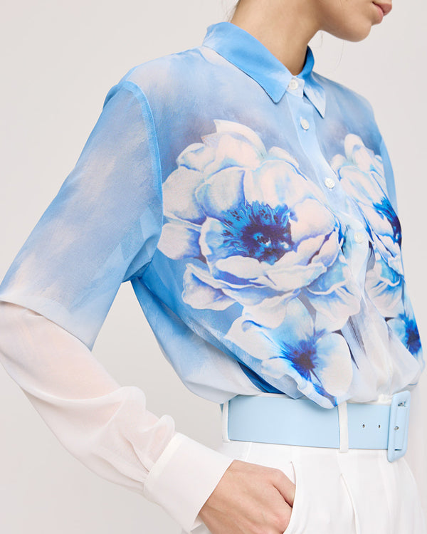 43-7010 (Floral Semi Transparent Shirt) قميص زهري شبه شفاف