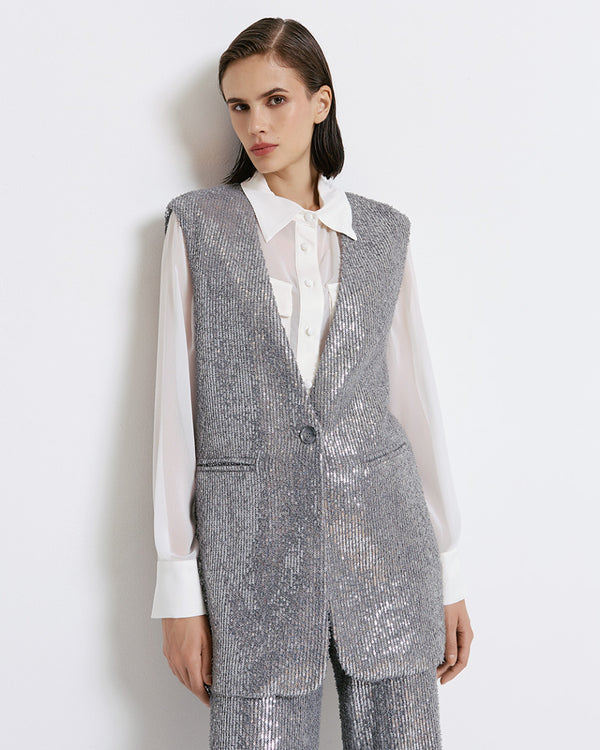 44-1055 Sequins Waist Coat معطف الخصر الترتر