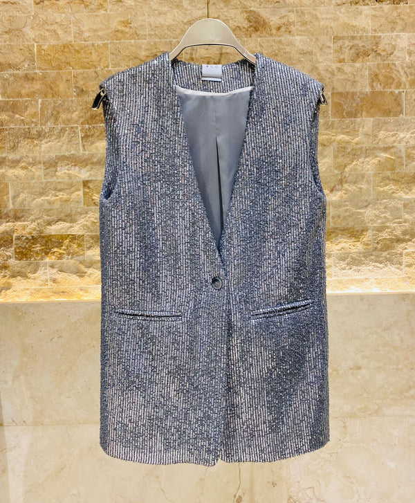 44-1055 Sequins Waist Coat معطف الخصر الترتر