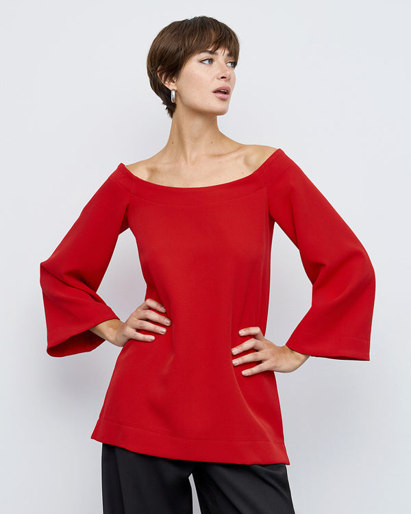 44-2162 Crepe Top with Flare Sleeves كريب توب بأكمام واسعة