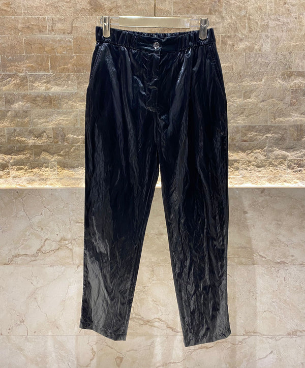 44-5013 Elastic Waist Metallic Effect Pants بنطال بخصر مطاطي وتأثير معدني