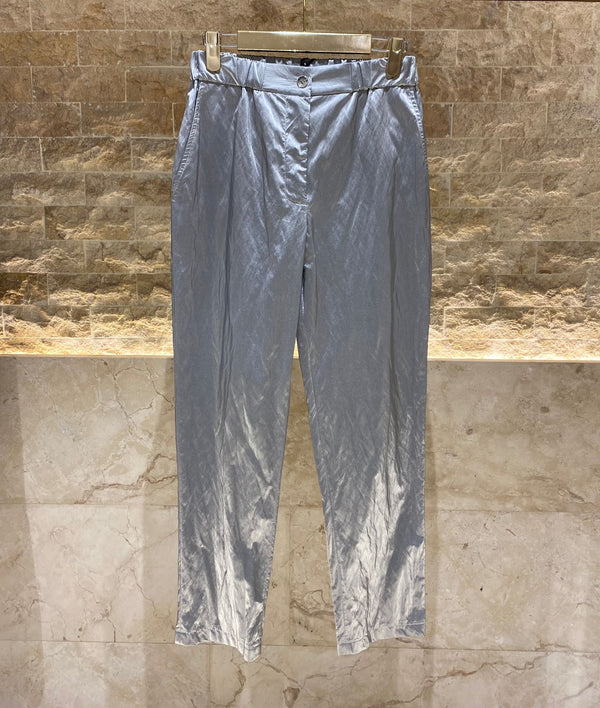 44-5013 Elastic Waist Metallic Effect Pants بنطال بخصر مطاطي وتأثير معدني