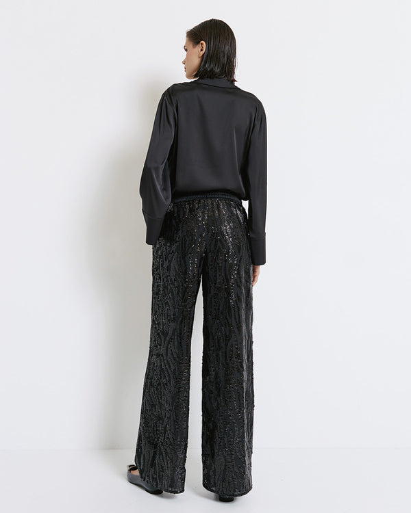 44-5091 Sequin Embellished Pants السراويل منمق الترتر