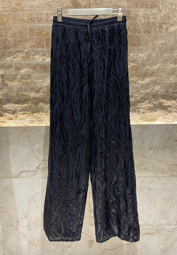 44-5091 Sequin Embellished Pants السراويل منمق الترتر