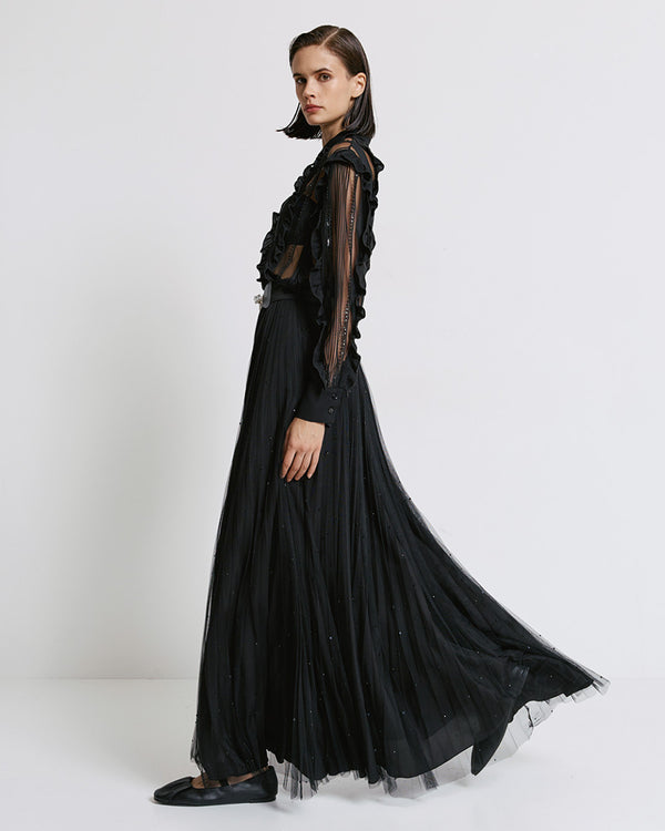 44-6061 Tulle Skirt with Rhinestones تنورة تول مع أحجار الراين