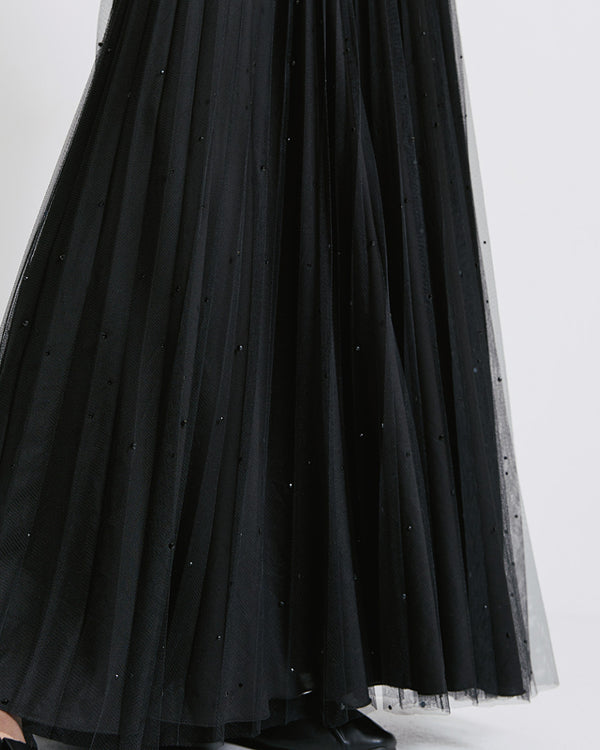 44-6061 Tulle Skirt with Rhinestones تنورة تول مع أحجار الراين