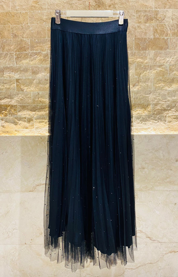 44-6061 Tulle Skirt with Rhinestones تنورة تول مع أحجار الراين