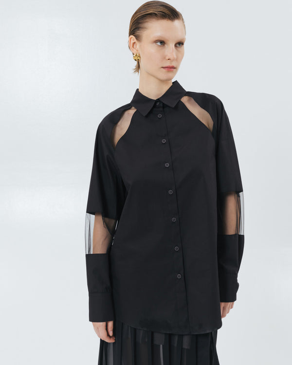 44-7039 Shirt with Tulle Details قميص بتفاصيل تول