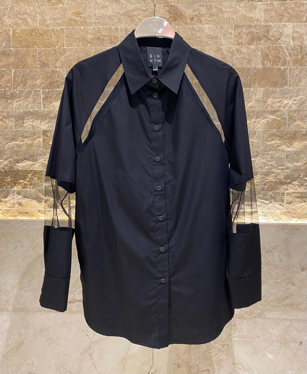 44-7039 Shirt with Tulle Details قميص بتفاصيل تول