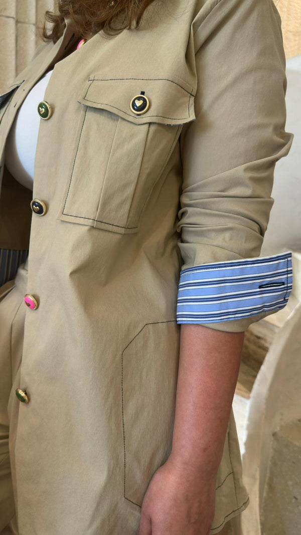 33411 Colored Buttoned Jacket