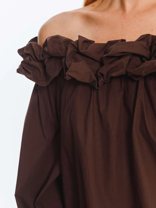 COBDT6001 (3D Ruffled Collared Off Shoulder Top )