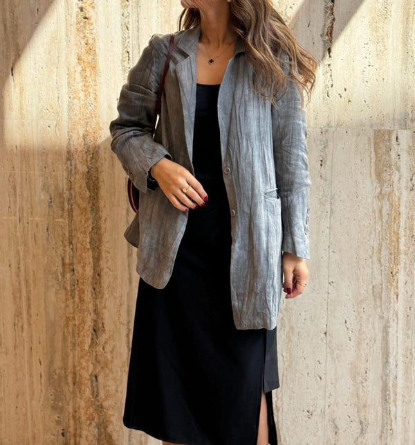 COB0J5001 (Asymmetrical Linen Jacket) سترة الكتان غير المتماثلة