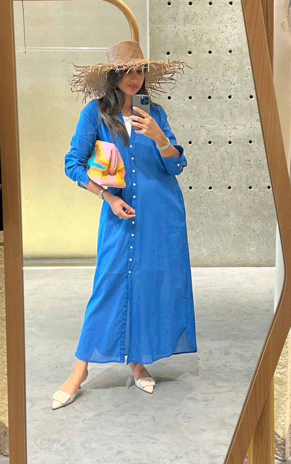 67075 Bright Blue Maxi Tunic Dress - Brown Loft