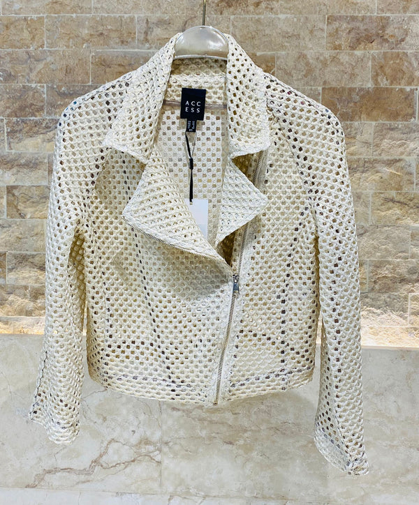 Asymmetrical Zippered Cropped Jacket - 53-1057