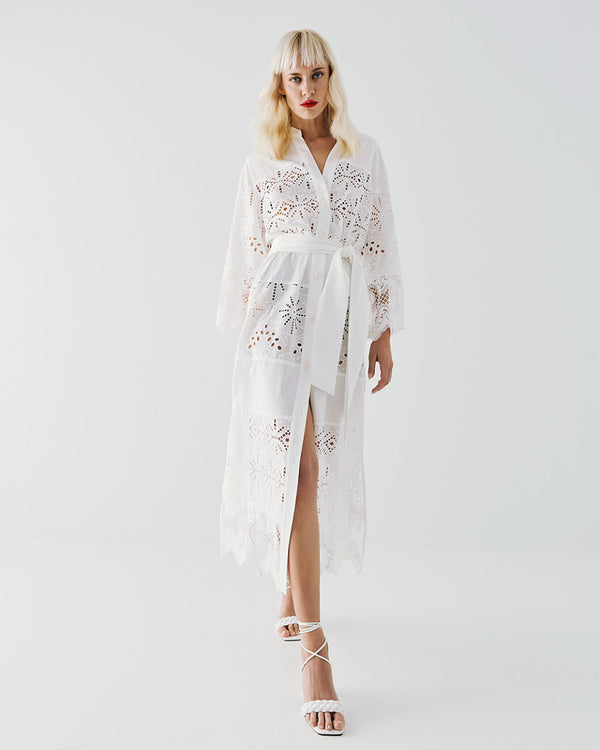 Embroidered Sequins Maxi Shirt Dress - 53-3382