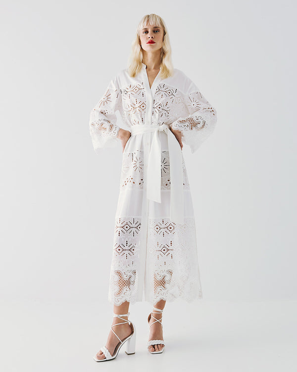 Embroidered Sequins Maxi Shirt Dress - 53-3382
