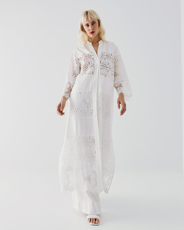 Embroidered Sequins Maxi Shirt Dress - 53-3382