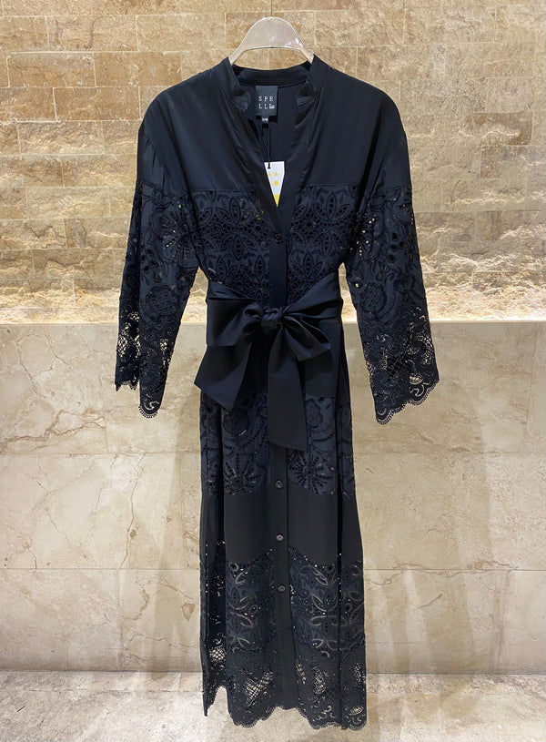 Embroidered Sequins Maxi Shirt Dress - 53-3382
