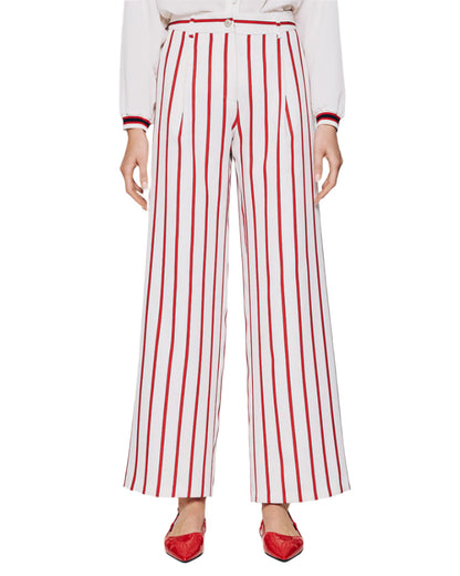 53-5004 Wide Leg Red Striped Pants - Brown Loft
