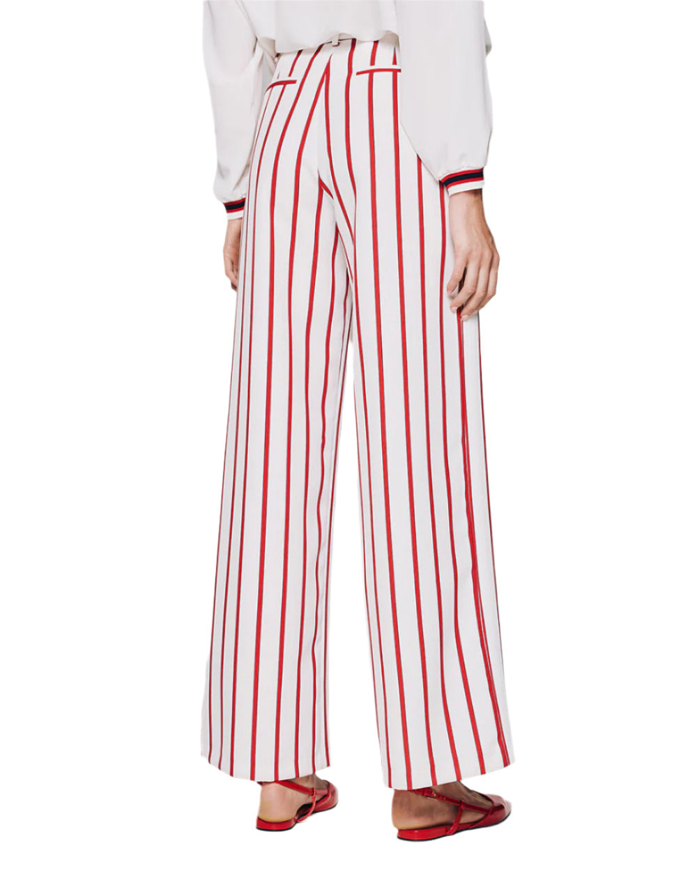 53-5004 Wide Leg Red Striped Pants - Brown Loft