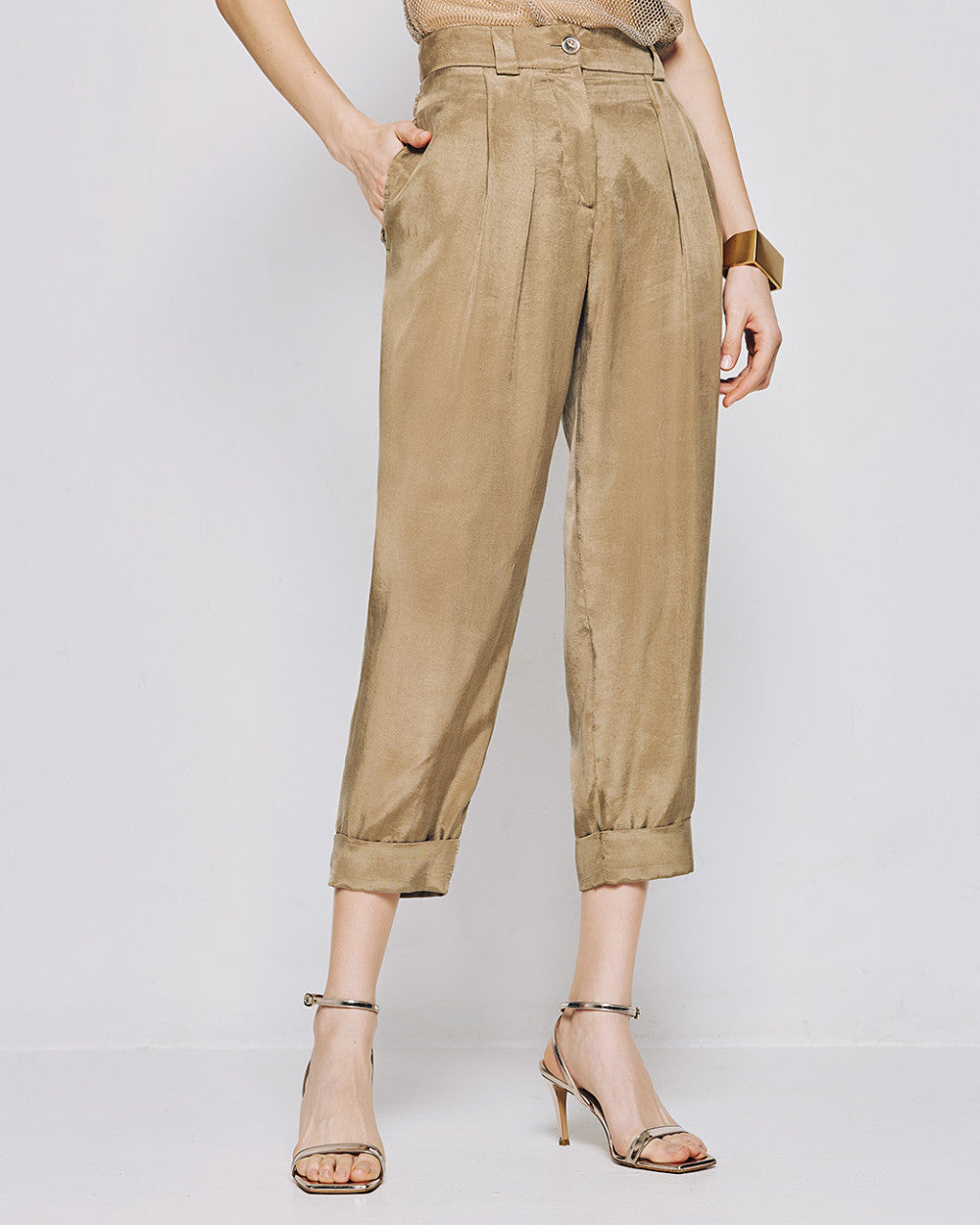 53-5025 High Waist Slouchy Pants - Brown Loft