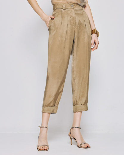 53-5025 High Waist Slouchy Pants - Brown Loft