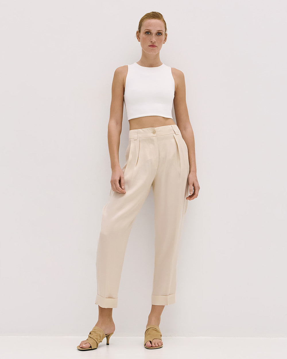 53-5025 High Waist Slouchy Pants - Brown Loft