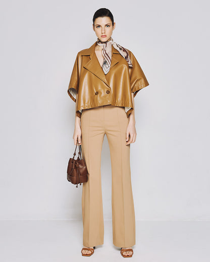 53-5028 High Waist Slightly Flare Pants - Brown Loft