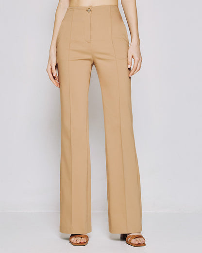 53-5028 High Waist Slightly Flare Pants - Brown Loft