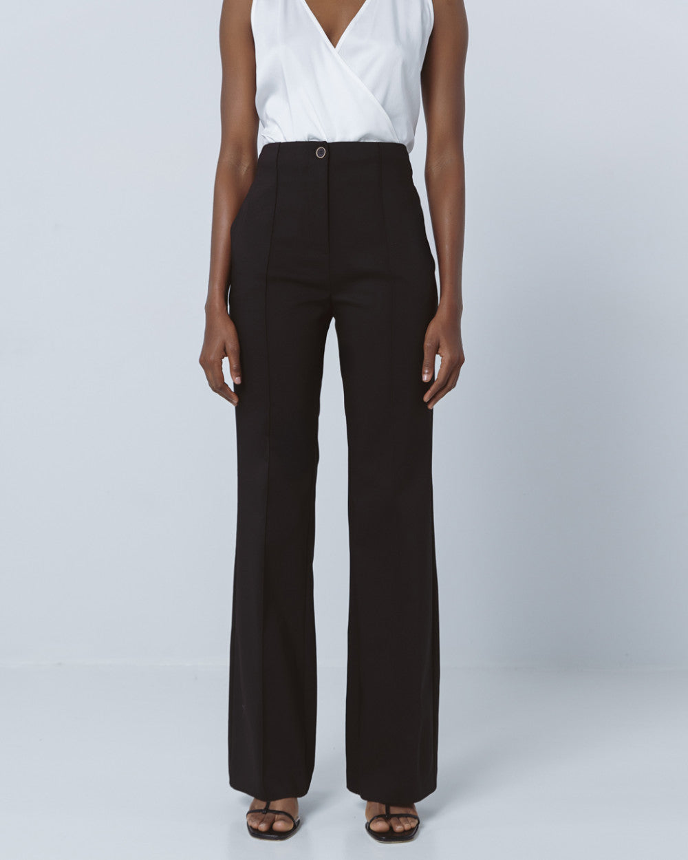 53-5028 High Waist Slightly Flare Pants - Brown Loft