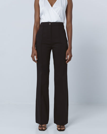 53-5028 High Waist Slightly Flare Pants - Brown Loft