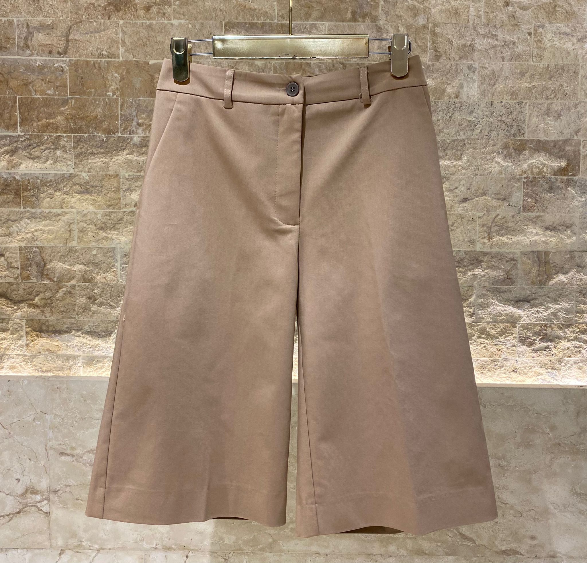53-5068 High Waist Buttoned Zippered Bermuda Shorts - Brown Loft