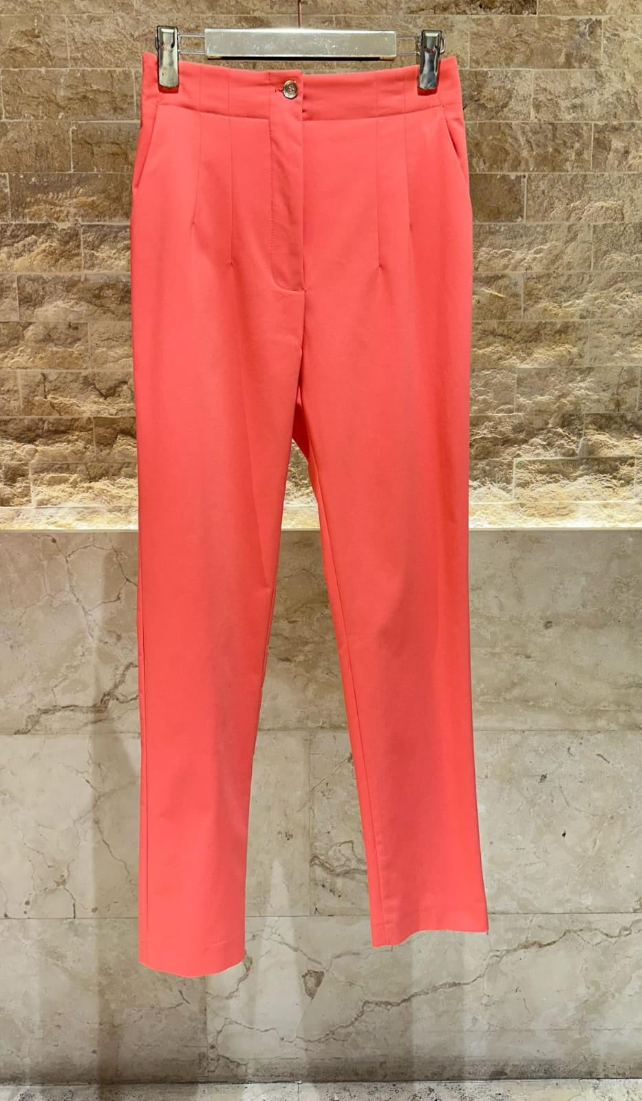 53-5111 High Waist Slim Cut Pants with Buttons - Brown Loft