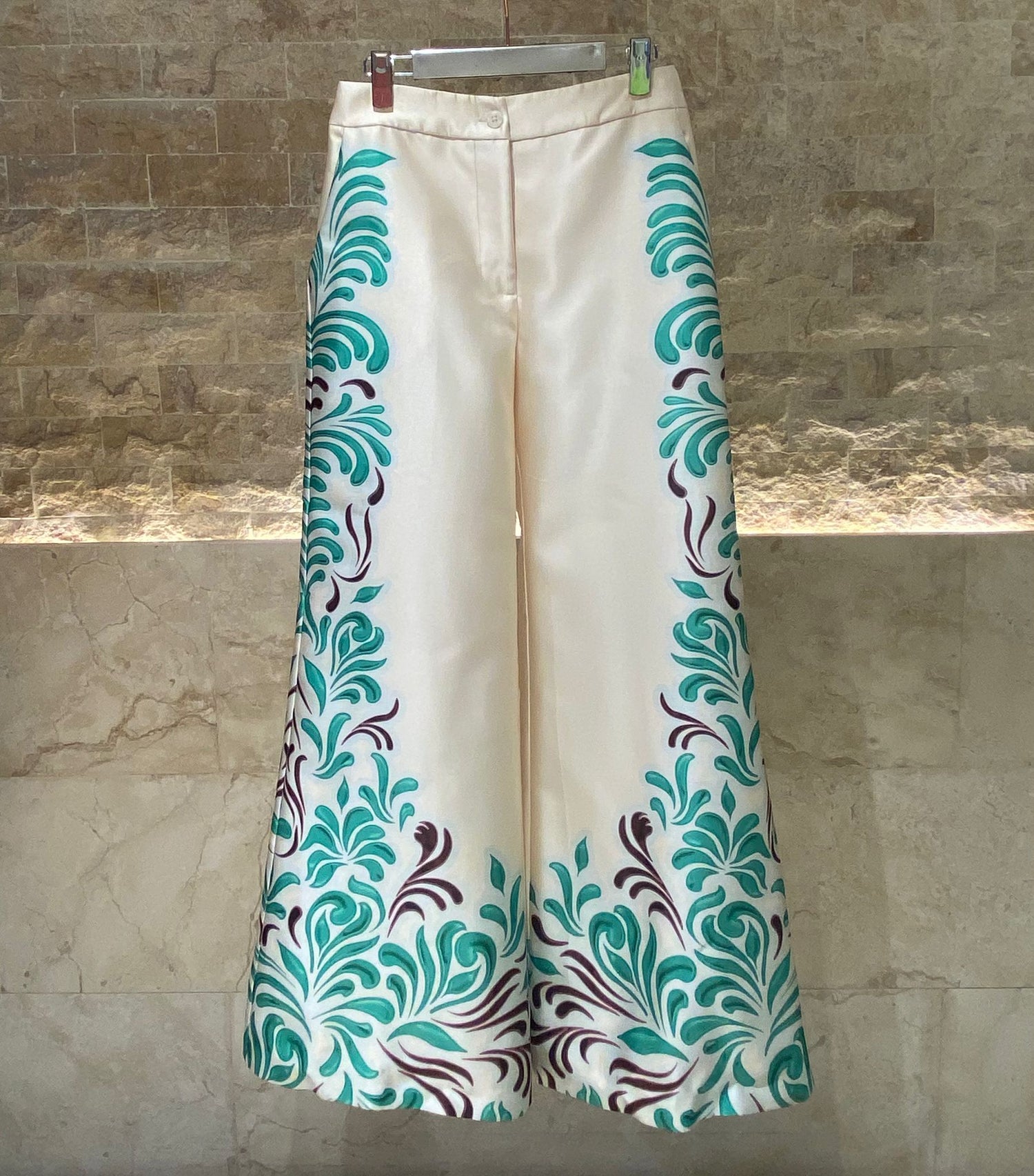 53-5127 Distinctive Printed Flare Pants - Brown Loft