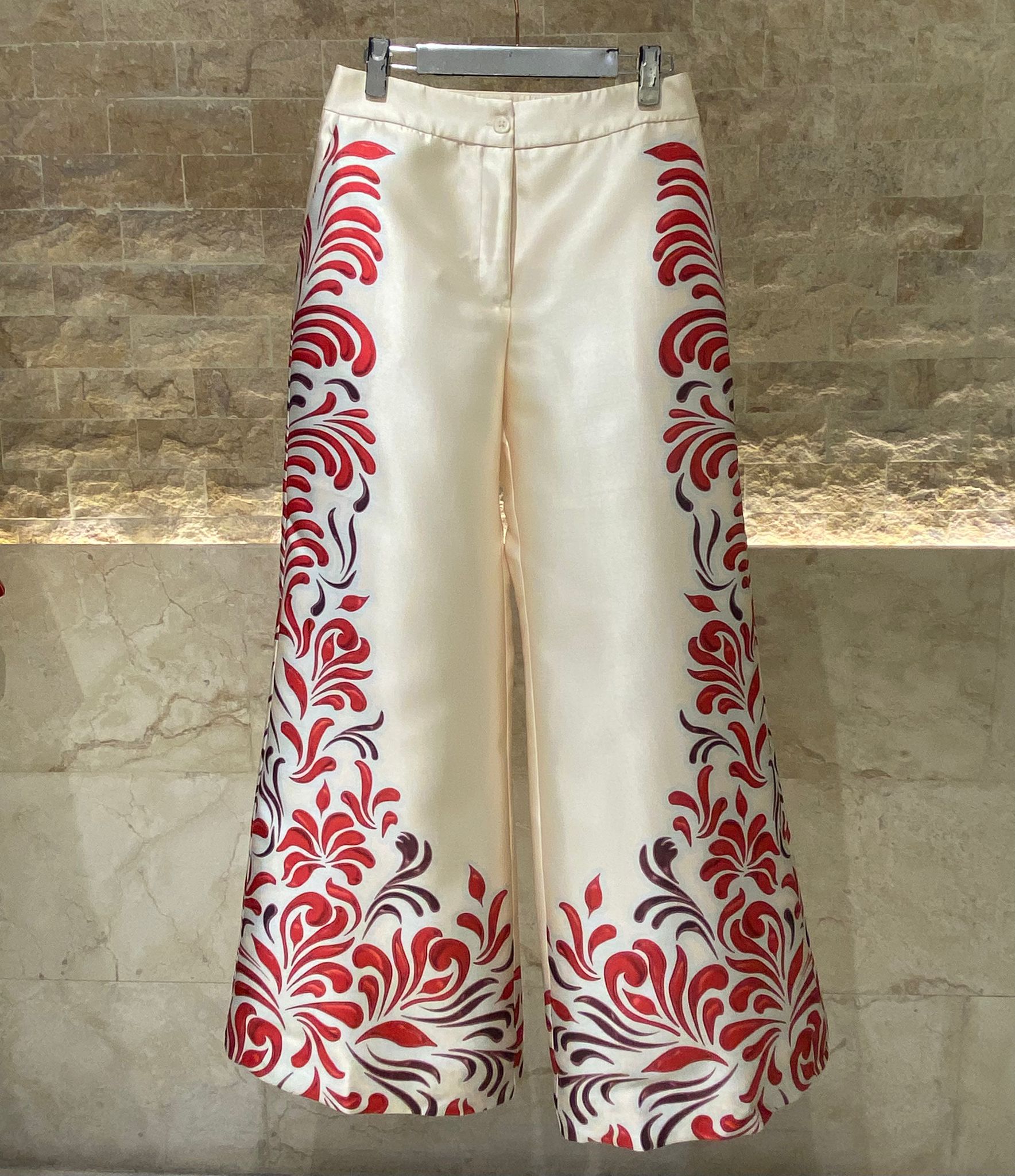 53-5127 Distinctive Printed Flare Pants - Brown Loft