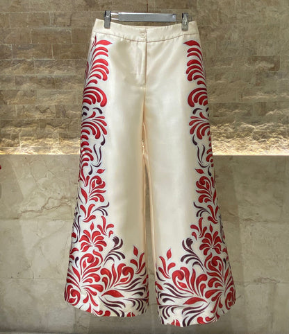 53-5127 Distinctive Printed Flare Pants - Brown Loft