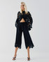 53-5001 Cropped Pants with Lace Hemlines - Brown Loft