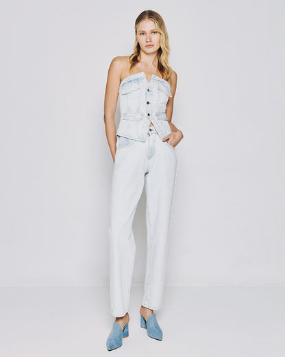 53-8040 High Waist Straight Leg Denim Pants - Brown Loft